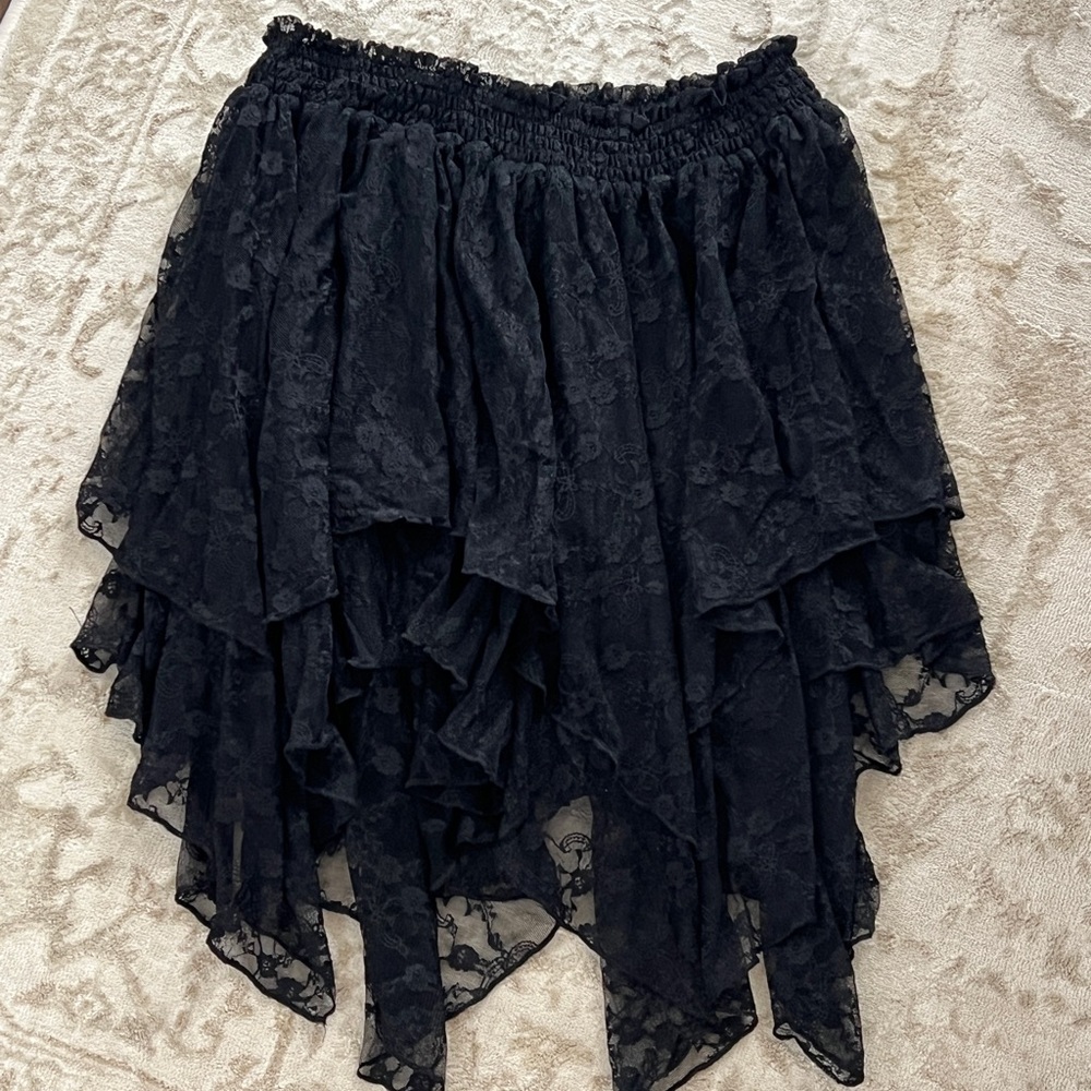 Free People Black Lace Skirt